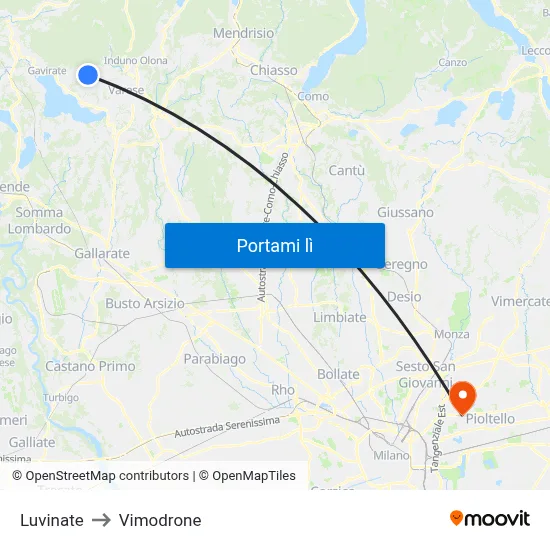 Luvinate to Vimodrone map