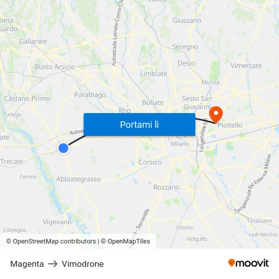 Magenta to Vimodrone map