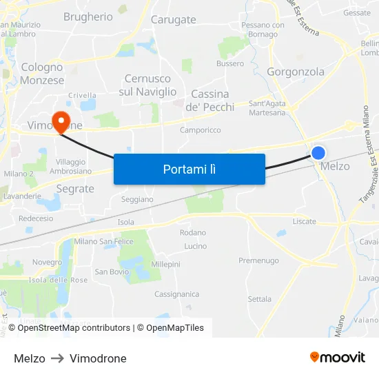 Melzo to Vimodrone map