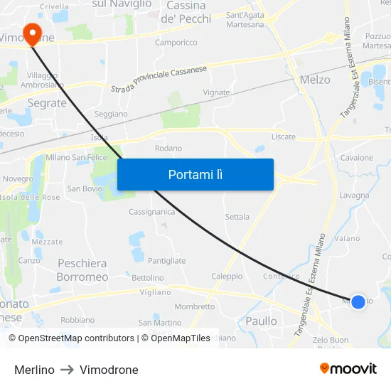 Merlino to Vimodrone map