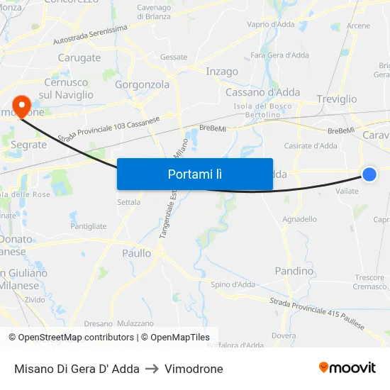 Misano Di Gera D' Adda to Vimodrone map