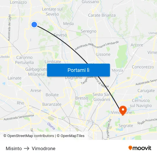 Misinto to Vimodrone map