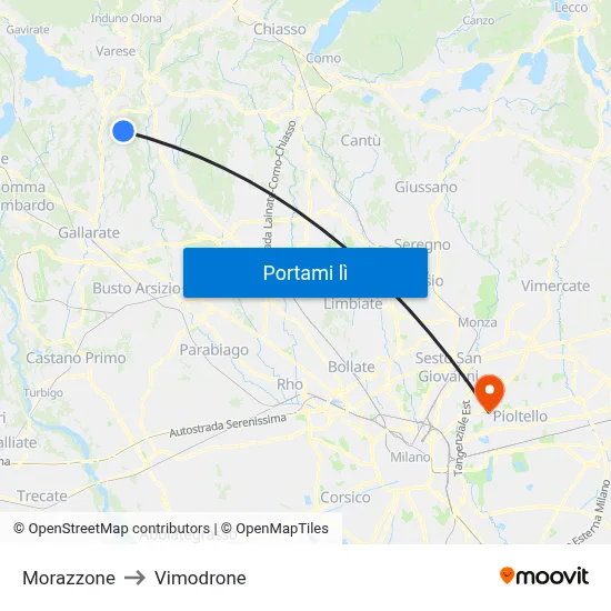Morazzone to Vimodrone map