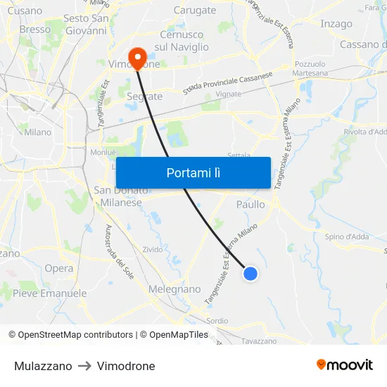 Mulazzano to Vimodrone map