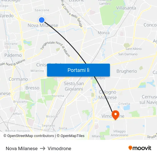 Nova Milanese to Vimodrone map