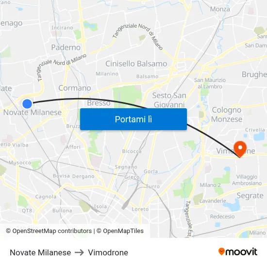 Novate Milanese to Vimodrone map
