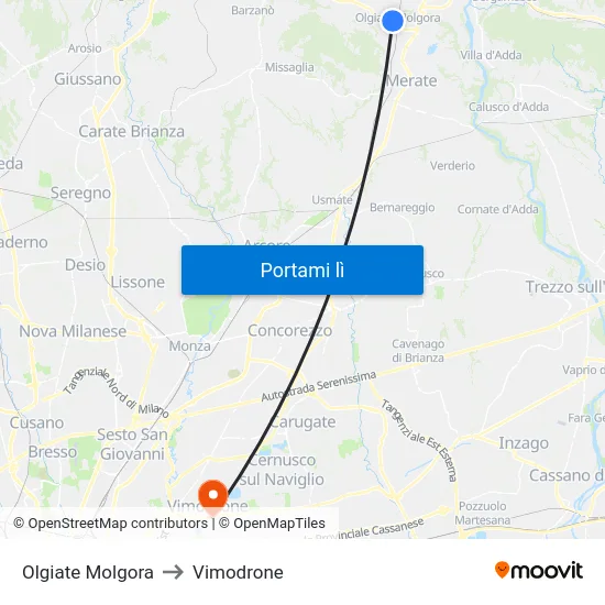 Olgiate Molgora to Vimodrone map