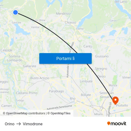Orino to Vimodrone map