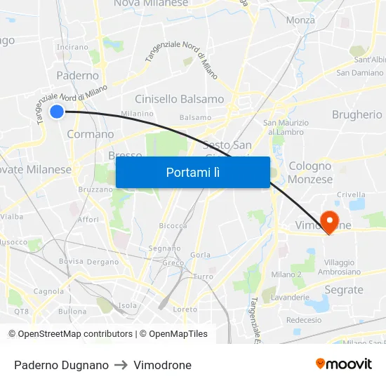 Paderno Dugnano to Vimodrone map