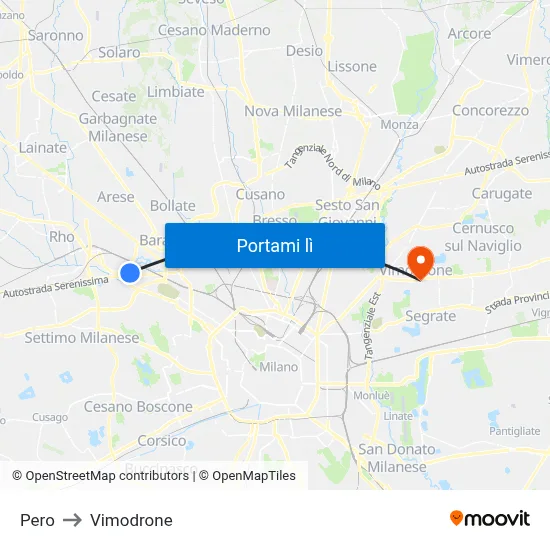 Pero to Vimodrone map