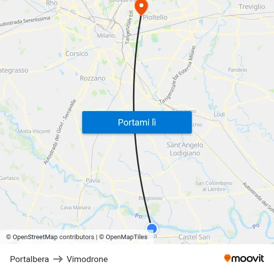 Portalbera to Vimodrone map