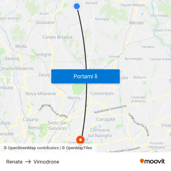 Renate to Vimodrone map