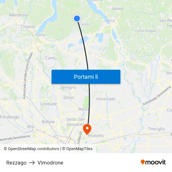 Rezzago to Vimodrone map