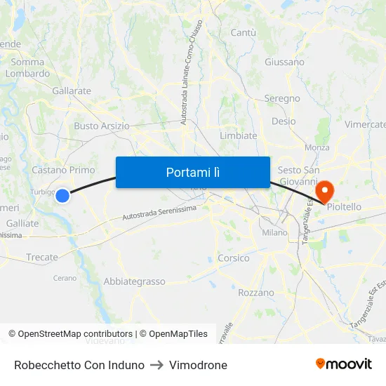 Robecchetto Con Induno to Vimodrone map