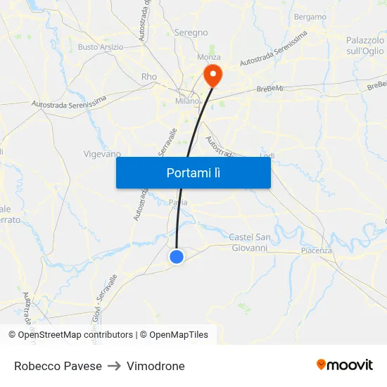 Robecco Pavese to Vimodrone map