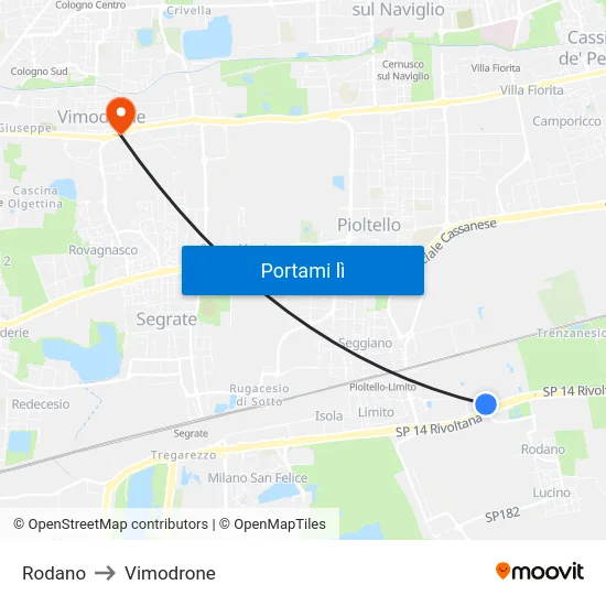 Rodano to Vimodrone map