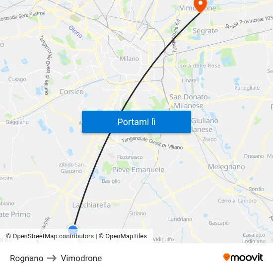 Rognano to Vimodrone map