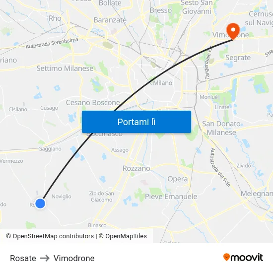 Rosate to Vimodrone map