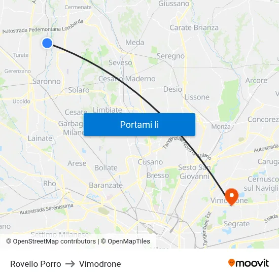 Rovello Porro to Vimodrone map