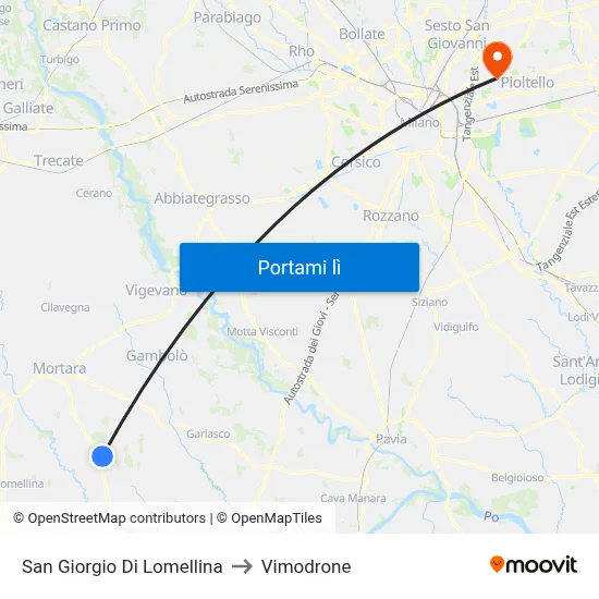 San Giorgio Di Lomellina to Vimodrone map