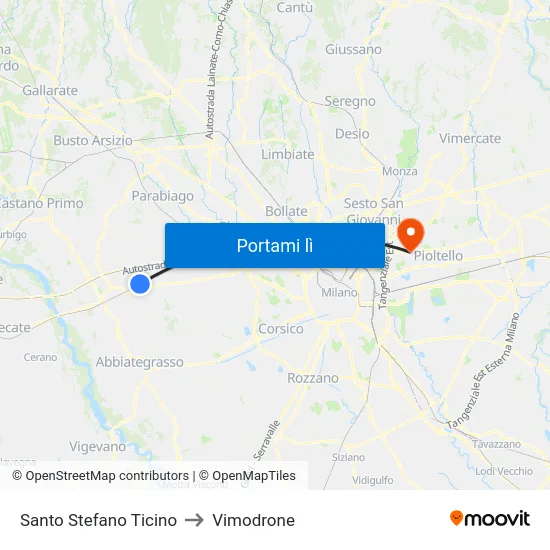 Santo Stefano Ticino to Vimodrone map