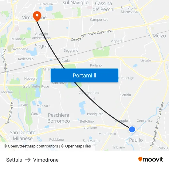 Settala to Vimodrone map