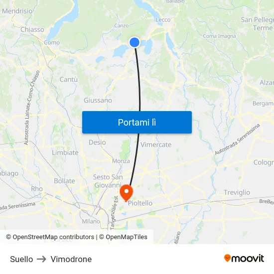 Suello to Vimodrone map