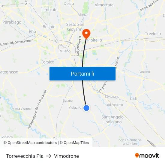 Torrevecchia Pia to Vimodrone map
