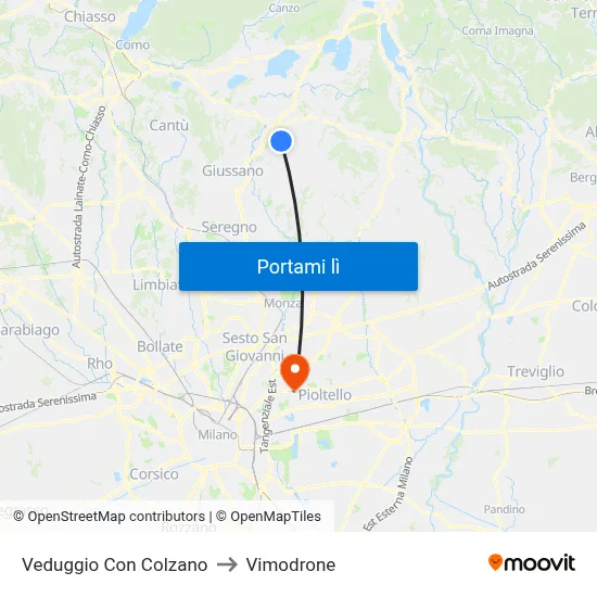 Veduggio Con Colzano to Vimodrone map