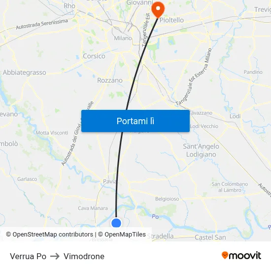 Verrua Po to Vimodrone map