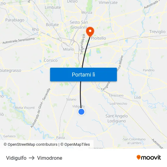 Vidigulfo to Vimodrone map
