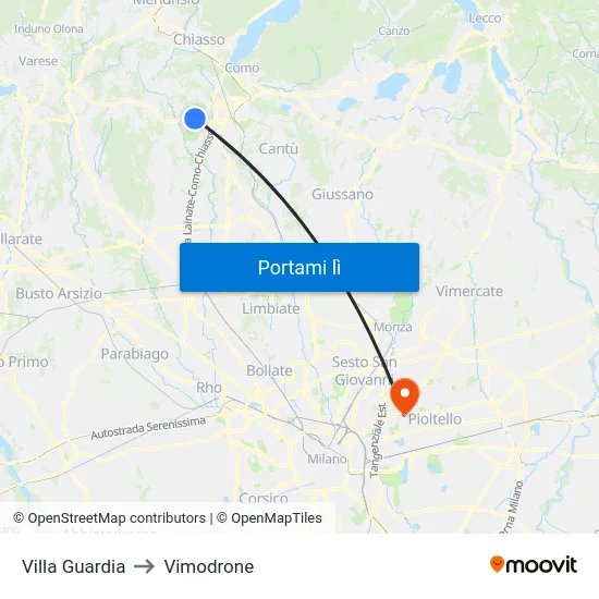 Villa Guardia to Vimodrone map