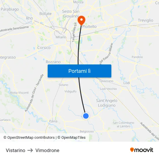 Vistarino to Vimodrone map