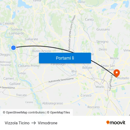 Vizzola Ticino to Vimodrone map