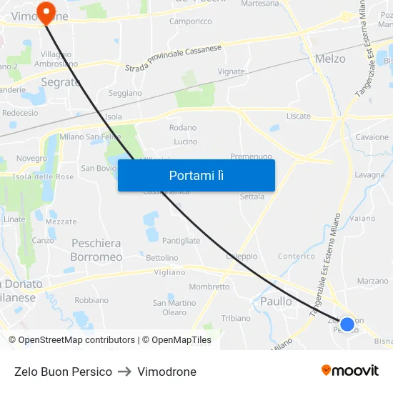 Zelo Buon Persico to Vimodrone map