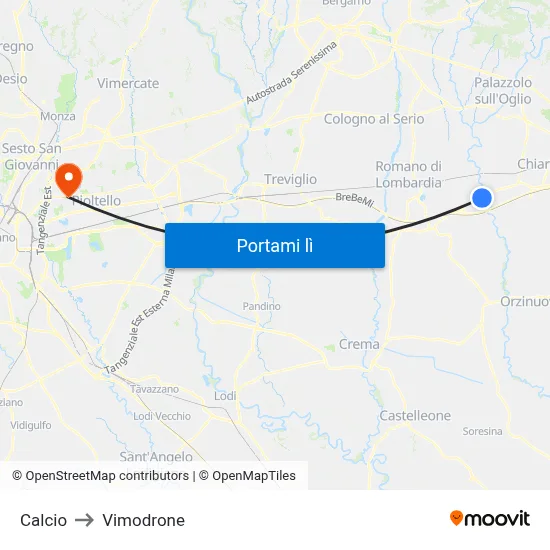 Calcio to Vimodrone map
