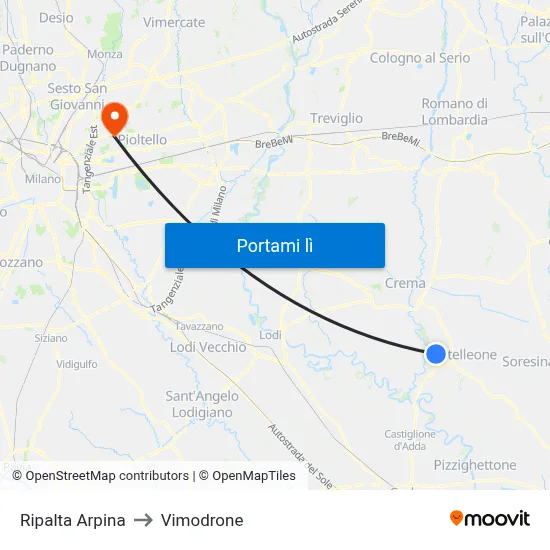 Ripalta Arpina to Vimodrone map