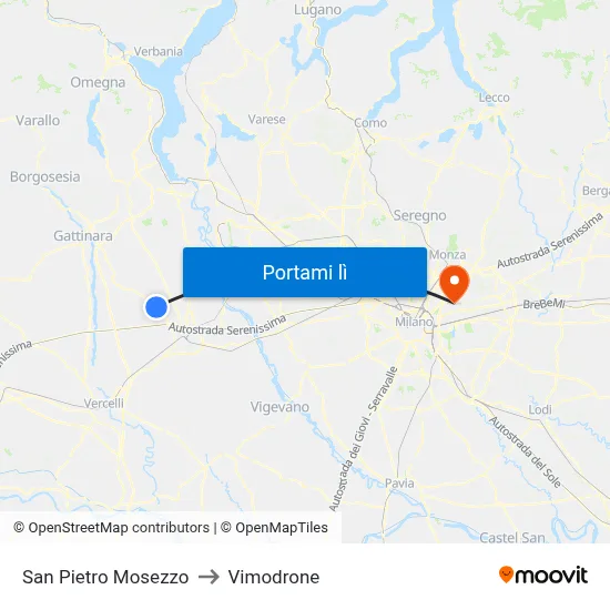 San Pietro Mosezzo to Vimodrone map