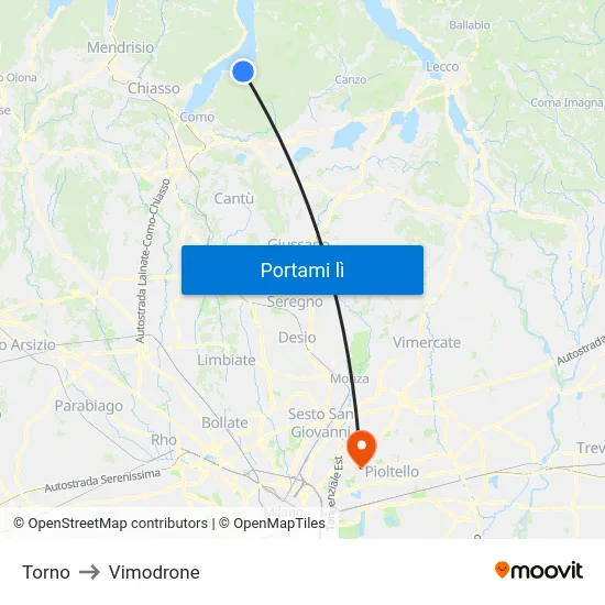 Torno to Vimodrone map