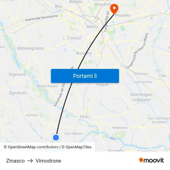 Zinasco to Vimodrone map