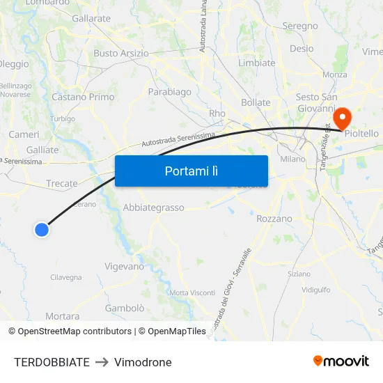 TERDOBBIATE to Vimodrone map