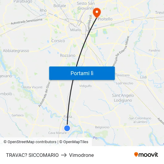 TRAVAC? SICCOMARIO to Vimodrone map
