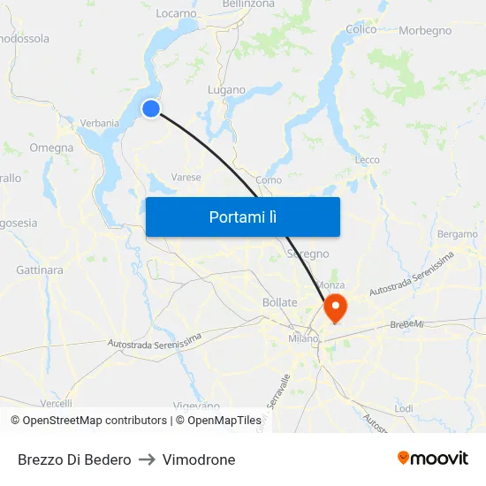 Brezzo Di Bedero to Vimodrone map