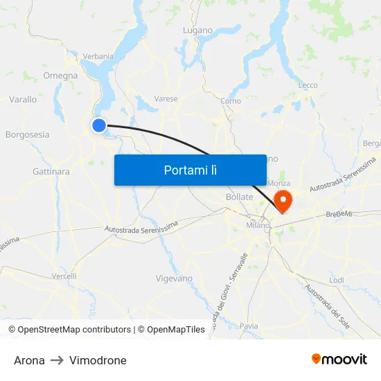 Arona to Vimodrone map