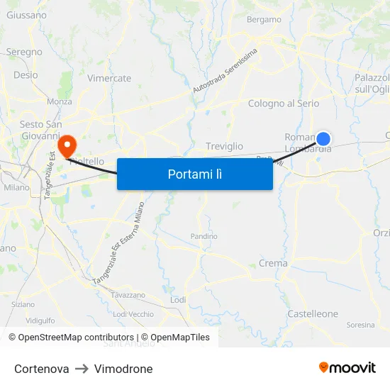 Cortenova to Vimodrone map