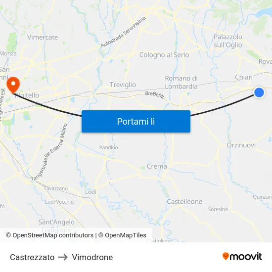 Castrezzato to Vimodrone map
