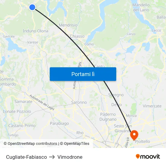 Cugliate-Fabiasco to Vimodrone map