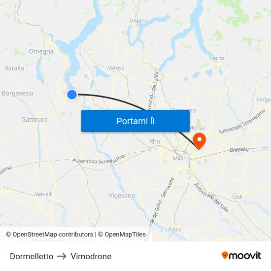 Dormelletto to Vimodrone map