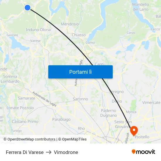 Ferrera Di Varese to Vimodrone map