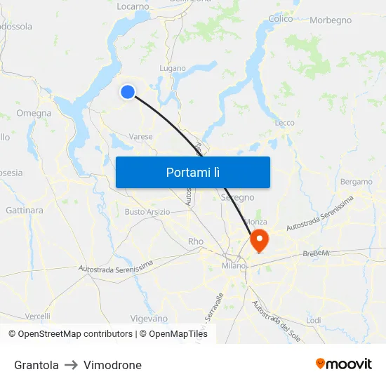 Grantola to Vimodrone map